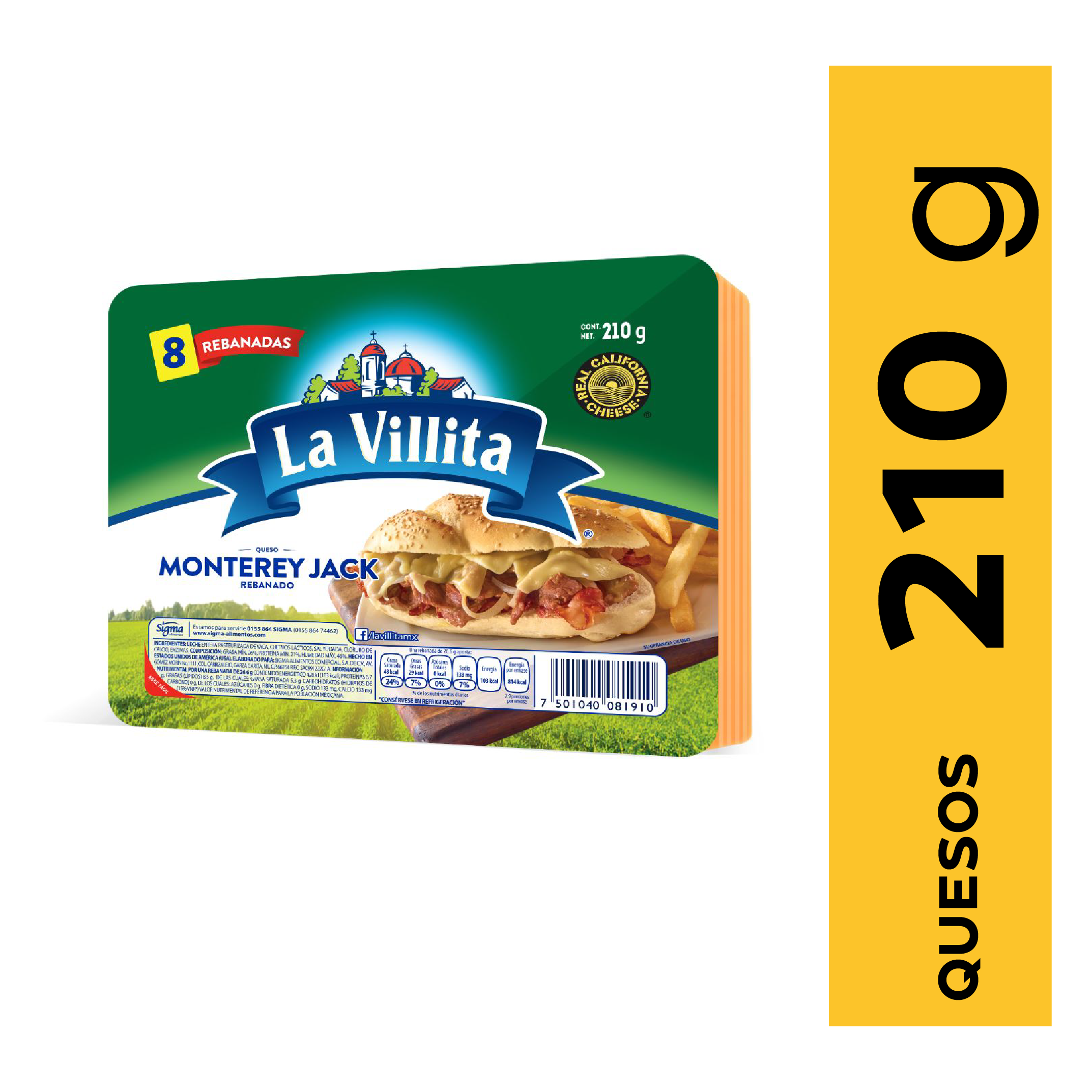 QUESO MONTEREY JACK 210G LVI